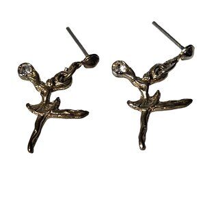 Classic Cubic Zirconia Gold Tone Ballerina Earrings Ballet Dance Fashion Jewelry